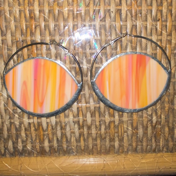 Psychedelic Vintage Inspired Stained Glass Hoops - Picture 2 of 6